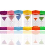 FOYOTO Hourglass Sand Timer for Kids, 1/3/5/10/15/30 Minutes Large Acrylic Unbreakable Sand Clock, Colorful Sandglass for Classroom, Games, Kitchen Decor (Pack of 6)