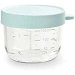 Beaba - Glass Conservation Jar - Airtight Baby Food Storage Container with Graduation Measuring Scale - Heat and Thermal Shock Resistant - 150 ml - Light Blue