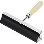 Kurtzy Rubber Printmaking Roller - 15cm/5.90 inches - Black Hard Lino Brayer With Wooden Handle for Stamping, Ink Paint Block and Gluing Application