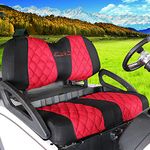 Golf Cart Seat Covers Fit to Club Car Precedent,DS and Yamaha,Breathable Washable Polyester Mesh Cloth. Renew Your Golf Cart. (Red/Black)