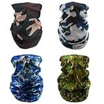 TRKETK 4 Pcs Multifunctional Headwear, Face Mask for Men &Women Multifunctional Balaclavas Windproof Neck Gaiter Scarf Snoods for Men Face Covering Wide Headscarves for Yoga Running Cycling