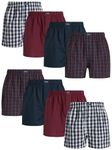 IZOD Men's Underwear - Classic Woven Boxers (8 Pack), Grey Plaid/Blue/Red, L