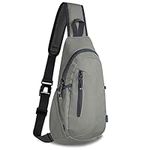 TITECOUGO Small Sling Canvas Bag Lightweight Crossbody Bag for Women Rucksack for Men Running Backpack Travel Chest Pack Shoulder Daypack for Hiking Outdoor Gym Work Sports Gray