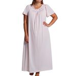 Shadowline Women's Plus-Size Petals 53 Inch Short Flutter Sleeve Long Gown, Pink, 3X