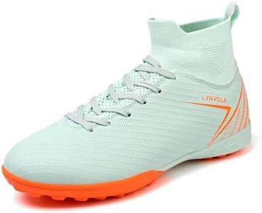 Lynvola Men's Turf Soccer Cleats for Artificial Grass Indoor & Outdoor Football Shoes Lightweight with Superior Traction TF Boots for Training & Matches Green US 9