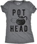 Womens Pot Head T Shirt Funny Coffee Sarcastic Cool Tee Stoner Gift Weed Lover (Dark Heather Grey) - XL