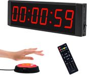 Gym Timer Portable Gym Clock with Start/Stop Button,Interval Timers Stopwatch Countdown Timer Remote Control, 12/24H Digital Wall Clock for Home Gym