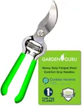 GARDEN GURU Classic Bypass Pruning Shears Clippers – Heavy Duty Forged Steel Garden Pruners – Safety Lock – Non Slip Comfort Grips – Cuts up to 1” Diameter – Professional Bypass Pruners for Gardening