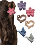 HAIMEIKANG 6 PCS Hair Claw Clips - Matte Flower, Heart, Butterfly Hair Claw Clips for Women Girls - Non-Slip and Strong Hold for Thin/Medium/Thick Hair