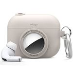 elago Instant Case Compatible with AirPods Pro, AirTag Compatible, Classic Design Camera Case, Key Ring Included [Tracking Device Not Included] (Stone)