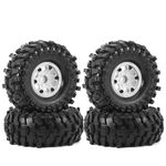 Dantenron 1.9 Rock Crawler Mud Tires and Plastic Wheels Rims OD 118mm 1/10 rc Rubber Grappler hubs Tyres with Foam for 1:10 Crawler Car Tamiya CC01 Traxxas TRX4 Axial SCX10 II RC4WD Gen8 4PCS (White)