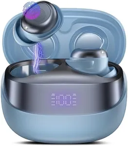 DUSONLAP Sleep Earbuds Bluetooth 5.4 in Ear Light-Weight Headphones, Mini Sleep Headphones Small Design for Side Sleepers, 47H Playtime with Charging Case, Clear Calls Earphones, Light Blue