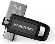 Vansuny 64GB USB C Flash Drive USB 3.0 Dual Flash Drive USB A + USB C Thumb Drive Unique UDP-Tech Waterproof Memory Stick Type-C OTG Flash Drive for Smartphone Tablet Computer and More