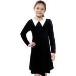 A2Z 4 Kids Girls Swing Dress Long Sleeves Collar - Swing Dress 698 Black 9-10