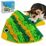 ToriKuri Snuffle Mat for Dogs Pet Feeding Mat 20x20 Inches Green Tropical Fish Design Sniffing Mat Smell Training Slow Eating Stress Relief Drain Energy Interactive Feed Game Dog Treat Dispenser