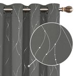 Deconovo Foil Printed Dot Line Blackout Curtains 52 x 63 Inch Thermal Insulated Energy Saving Eyelet Curtains Room Darkening Curtains for Bedroom Light Grey 2 Panels