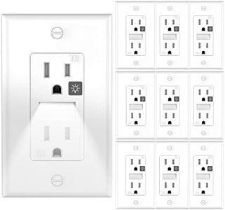 SOZULAMP White Outlets Receptacles with Night Light,Electrical Tamper Resistant Wall Outlet 15 Amp 125Volt, Nightlight Wall Outlet with Covers Wall Plate(10 Pack)