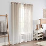 ECLIPSE Ines Printed Ombre Textured Light Filtering Grommet Window Curtains for Bedroom (2 Panels), 52 in x 95 in, Linen