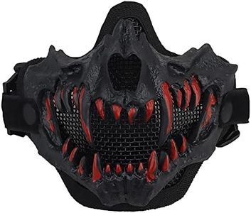 JOYASUS Demi-masque tactique respirant en acier Airsoft avec tête de mort pour tir, paintball, chasse, Halloween, fête costumée