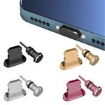 4 Pack Anti dust Plug Set Compatible with iPhone 13 12 Mini Pro Max 11 X XS XR 8 7 Plus iPad, Charging Port Cover Metal Anti-dust Pluggy and Earphone Jack Devices with Easy Storage Box
