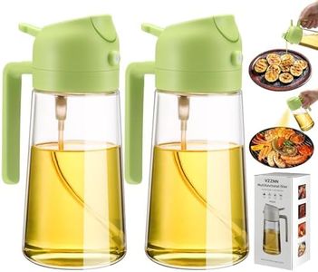 VZZNN 2 Pack Oil Dispenser Bottle for Kitchen,2 in 1 Oil Dispenser and Oil Sprayer,16.5oz/470ML Glass Spray Bottle with Premium Nozzle,Air Fryer Accessories for kitchen,Salad,Baking,BBQ,Frying(Green)