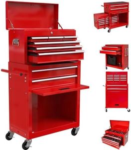 8 Drawer Rolling Tool Chest Red,Large Tall Tool Box with Wheels,Lockable Stand up Toolbox,Metal Garage Tool Cabinets Organizer,Rolling Tool Cart for Workshop