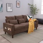 Panana 3 Seater Sofa,Upholstered Linen Fabric Couch,195 cm, Brown