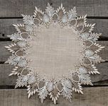 Linens, Art and Things Lace Doily 16" Neutral Earth Tones Table Topper Scarf Placemat Round Doily