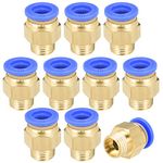 uxcell Straight Pneumatic Push to Quick Connect Fittings G 1/4" Male x 10mm Tube OD 10pcs