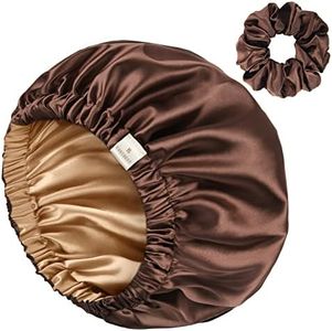 YANIBEST Double Layer Satin Bonnet Silk Bonnet Adjustable Hair Bonnet for Sleeping Hair Bonnets for Women Curly Natural Hair