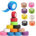 20 Rolls Self Adhesive Bandage Wrap, Cohesive Bandages 1" x 5 Yards Non-Woven Cohesive Gauze Bandage for Sports Finger Wrist Healing Ankle Sprain Swelling, Vet Wrap for Dog Animals