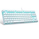 White Mechanical Gaming Keyboard, MageGee MK-Star LED Backlit Keyboard Compact 87 Keys TKL Wired Computer Keyboard with Blue Switches for Windows Laptop Gaming PC