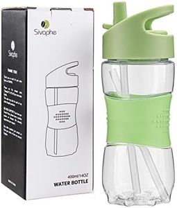 Sivaphe 12oz Sport Water Bottle for Kids with Straw and Handle, 350ml BPA Free Tritan Leak-Proof Clear Bottle for Gym Yoga Running Cycling School (Green)