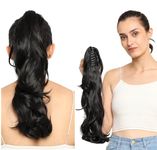 MoonEyes Curly Wavy Black Clutcher Ponytail Hair Extension For Women and Girls