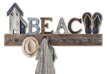 SAILINGSTORY Beach Sign Coat Rack Wall Mount Coat Hanger Beach Wall Decor Towel Hooks for Bathroom Towel Hanger Coastal Nautical Wall Decor