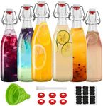 ZEBEIYU Swing Top Glass Bottles 16oz,Glass Beer Bottles With Airtight Caps for Home Brewing,Kombucha, 2nd Fermentation, Water Kefir, Beverages, Soda, Oils, Vinegar, Limoncello（6 Pack