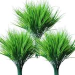 YXYQR 18PCS Artificial Grass Plants Outdoor UV Resistant Bulk Fake Faux Bushes Flowers Mums Outside Faux Plastic Greenery Shrubs Arrangement for Home Garden Backyard Window Box Hanging Basket