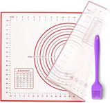 Large Silicone Baking Mat Pastry Mat 15.7x23.6in with Oil Brush and Spatula, Thickened Pastry Mat with Measuring，Non Stick Non-Slip Fondant Mat, Counter Mat, Dough Rolling Mat, Oven Liner