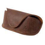 Snakehive Hard Glasses Case - Real Leather Eyeglasses Case for Men and Women - Reading Glasses Pouch - Soft and Sturdy Top-Grain Nubuck Leather Handmade in Europe Vintage Style (Brown)