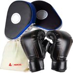 MERCIEL Boxing Glove & Mitt Set with Storage Bag, Adjustable Size (Blue)