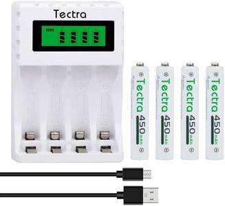 Tectra 450mAh AAAA Batteries, 4-Pack AAAA Rechargeable Ni-MH Batteries with AA AAA AAAA Ni-MH Universal Smart Battery Charger for Surface Pen Active Stylus