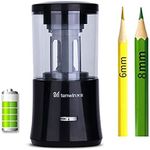 Rechargeable Automatic Electric Pencil Sharpener, Heavy Duty Spiral Blade for Fast Sharpening, Automatic Stop/Color Pencil, USB/for School Classroom/Office/Home (Black)