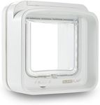 Sure Petcare SureFlap DualScan Microchip Cat Flap, RFID Collar Tags and Microchip Compatible, One-Button Control, Install in Doors, Windows and Walls, White, 4 x AA Batteries Required, Not Included