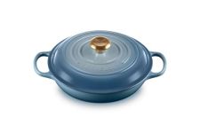 Le Creuset Signature Enamelled Cast Iron Shallow Casserole Dish With Lid, 26 cm, 2 Litres, Chambray, 21180264344441