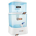 Pureplus 20 L Mineral Pot - Non-Electric Gravity Water Purifier | Stylish White & Blue Design for Home & Office | Efficient Gravity-Based UF Filter for Clean, Safe Drinking Water