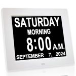 ãâ‚¬ÂUpgradedãâ‚¬â€˜Digital Calendar Alarm Day Clock - with 8ââ‚¬Â Large Screen Display, am pm, 5 Alarm, for extra Large Impaired Vision People, the Aged Seniors, the dementia, for Desk, Wall Mounted, White