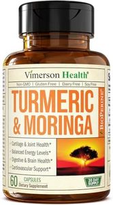 Turmeric Curcumin & Moringa Oleifera Leaf - 95% Curcuminoids & Black Pepper BioPerine - Dietary Supplement for Joint Support, Digestion & Energy. Free of Gluten, GMO, Dairy and Soy. 60 Vegan Capsules