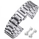 HEYOZURY Metal Watch Band Stainless Steel 16mm 18mm 19mm 20mm 21mm 22mm 24mm Watch Strap Bracelet for Women Men Premium Polished Brushed with Straight & Curved End Replacement Bands