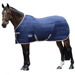 WeatherBeeta ComFiTec 210d Channel Quilt Standard Neck Medium Horse Rug, Navy/Silver/Red, 6'6