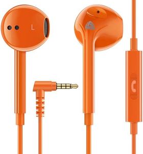 LUDOS Zenith Wired Earbuds in-Ear Headphones, 2 Year Warranty, Earphones with Microphone, Noise Isolation Corded for 3.5mm Jack Ear Buds for iPhone, iPad, Samsung, Computer, Laptop, Gaming - Orange